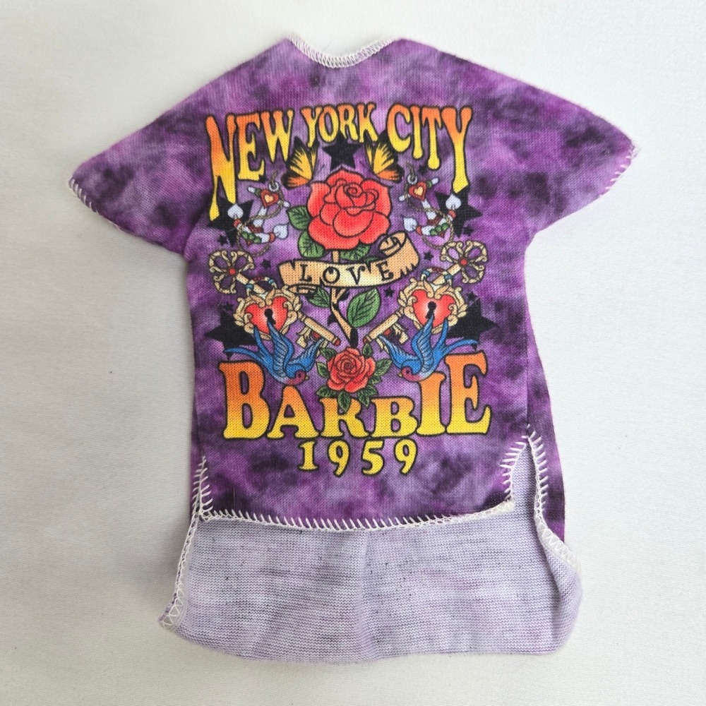 Barbie Doll High Low Purple Tie-Dye‎ T-Shirt Dress New York City 1959 Retro